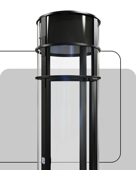 PVE Pneumatic Vacuum Elevator Cylindrical PVE pneumatic vacuum elevator with glass tube and black top cab unit